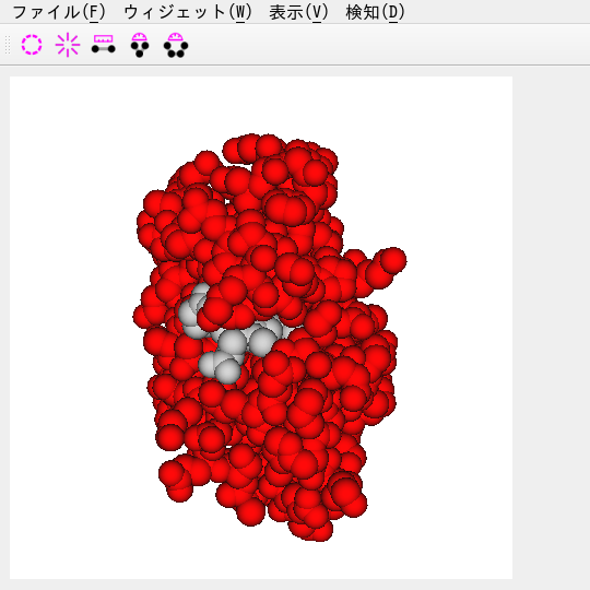 ヘモグロビンをペプチドとヘムとで色分け