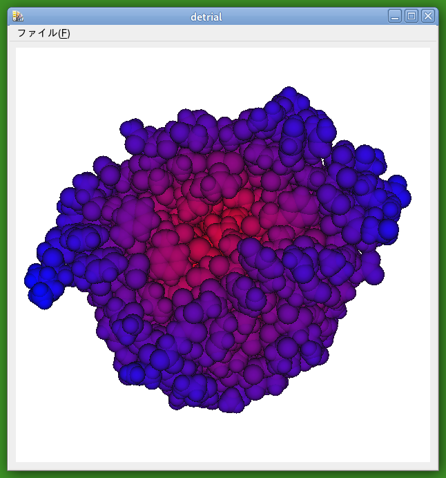 トリプシンの基質結合部位を深度で表示