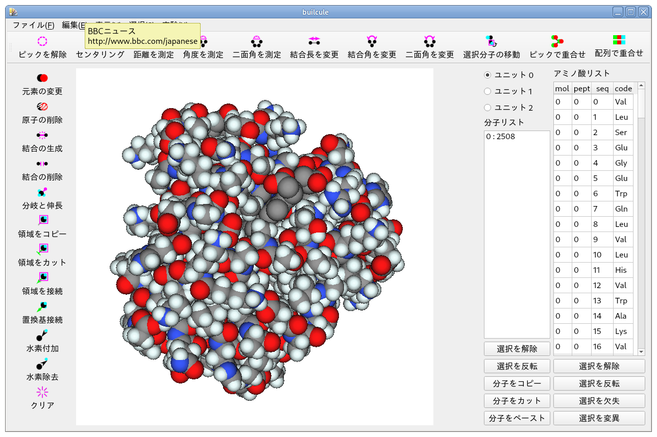 ペプチド（タンパク質）に水素付加した状態