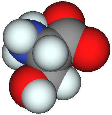 空間充填様式で表示したセリン