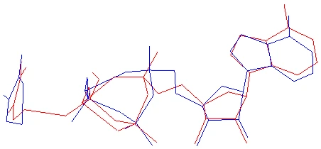 1A5U，3HPQ から単離した基質の重ね合わせ
